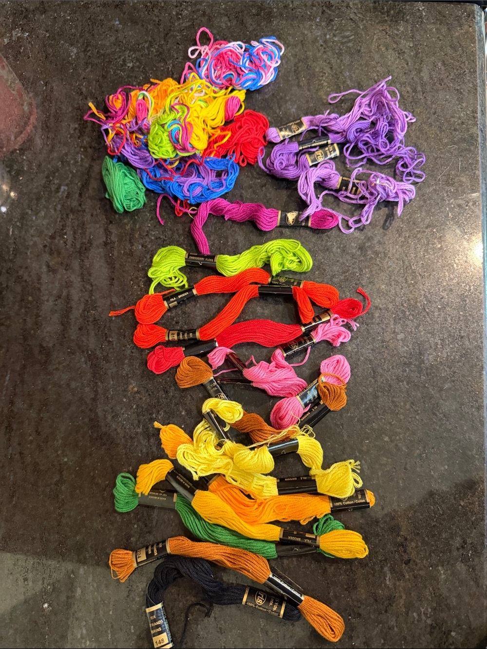 Assorted Embroidery Floss Skeins - some new, some opened. Iris